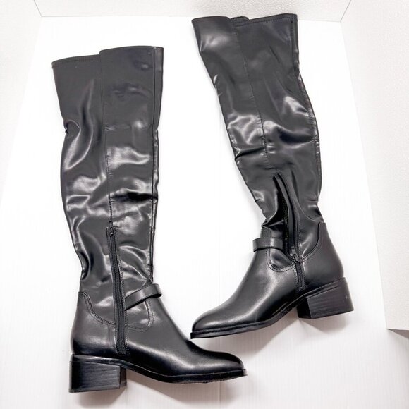 DV Dolce Vita Elyse Black Over The Knee Boots Womens 7.5 Block Heel Riding Style - Picture 1 of 10